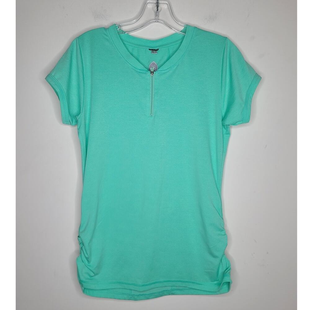 Club Ride teal green short sleeve MTB bike jersey scrunch sides pockets- medium